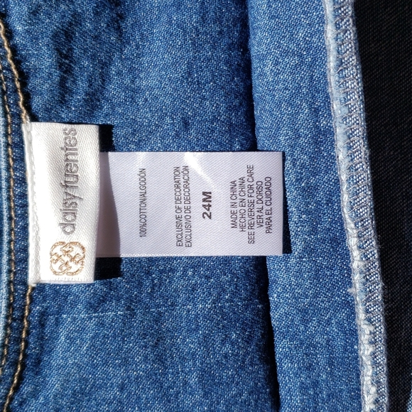 Daisy Fuentes 24M Denim Dress Floral Embroidery 100% Cotton Adjustable Straps - Picture 4 of 11